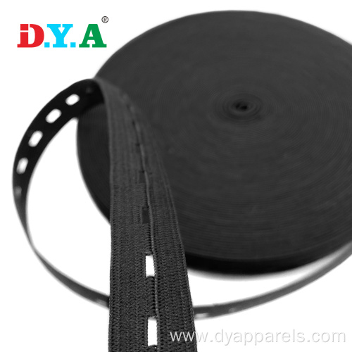 Black Polyester Knitted Adjustable Buttobhole Elastic